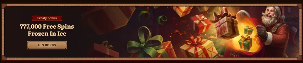 Wild Robin Frosty Bonus holiday promotion offering 777,000 gratis spins